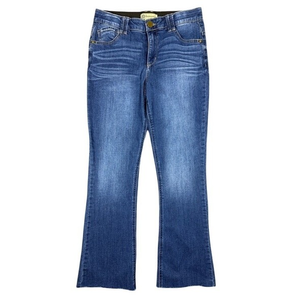 Democracy Denim - Democracy Ab Technology Flare Jeans Medium Wash Blue Raw Hem Womens Size 10
